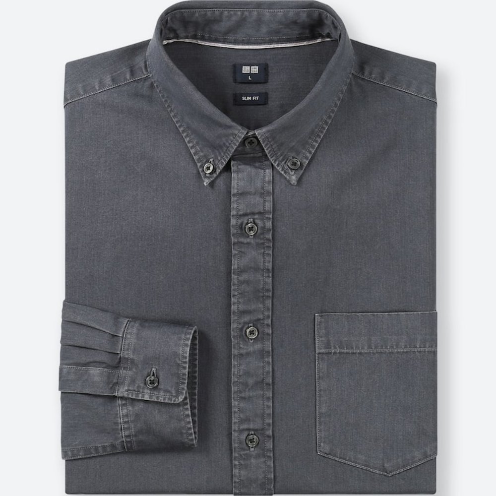 BNWT Uniqlo Grey Denim Slim-Fit Shirt, XS